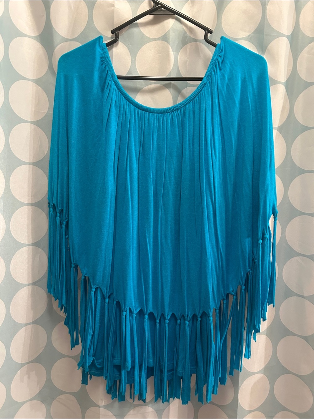 cha cha venti Bright Teal Gathered Neck Tank